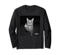 Funny Cat Flipping off Middle Finger On Security Camera Maglia a Manica