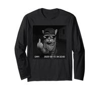 Funny Cat Flipping off Middle Finger On Security Camera Maglia a Manica