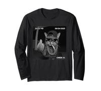Funny Cat Flipping off Middle Finger On Security Camera Maglia a Manica