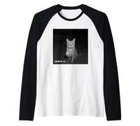 Funny Cat Flipping off Middle Finger On Security Camera Maglia con Maniche Raglan