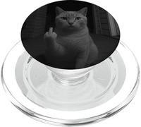 Funny Cat Flipping Off Middle Finger On Security Camera PopSockets PopGrip per MagSafe