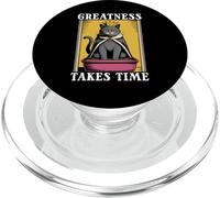 Funny Cat Greatness Takes Time Lettiera Gatto Nero PopSockets PopGrip per MagSafe