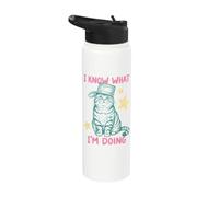 Funny Cat I Know What Im Doing Sarcastic Meme Cat Lover Stainless Steel Insulated Water Bottle