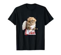 Funny Cat in Cupid Costume, Saint Valentine's Cat Selfie Maglietta