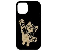 Funny Cat Jumping Up Brown Distressed Vintage Grunge Graphic Custodia per iPhone 12/12 Pro