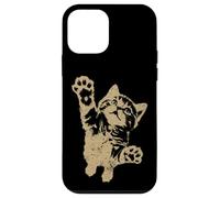 Funny Cat Jumping Up Brown Distressed Vintage Grunge Graphic Custodia per iPhone 12 mini