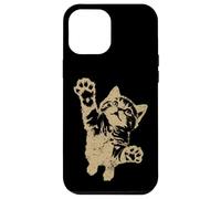 Funny Cat Jumping Up Brown Distressed Vintage Grunge Graphic Custodia per iPhone 12 Pro Max