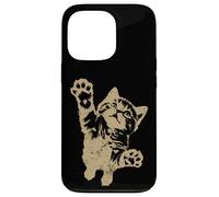 Funny Cat Jumping Up Brown Distressed Vintage Grunge Graphic Custodia per iPhone 13 Pro