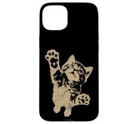 Funny Cat Jumping Up Brown Distressed Vintage Grunge Graphic Custodia per iPhone 15 Plus