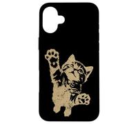 Funny Cat Jumping Up Brown Distressed Vintage Grunge Graphic Custodia per iPhone 16 Plus
