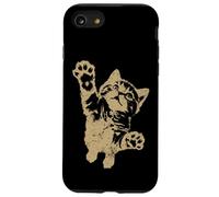 Funny Cat Jumping Up Brown Distressed Vintage Grunge Graphic Custodia per iPhone SE (2020) / 7/8