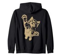Funny Cat Jumping Up Brown Distressed Vintage Grunge Graphic Felpa con Cappuccio