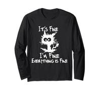 Funny Cat Lover It's Fine I'm Fine Everything is Fine Maglia a Manica