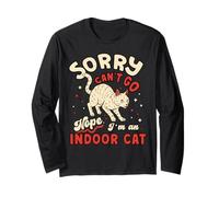 Funny Cat Lover Sorry Cant Go Im An Indoor Introvert Cat Mom Maglia a Manica