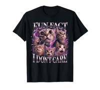 Funny Cat Meme Fun Fact I Dont Care Retro 90s Bootleg Maglietta