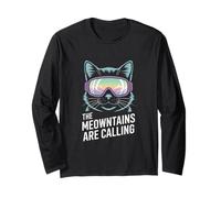 Funny Cat Meowntains Calling Occhiali da Sci Donna Uomo Maglia a Manica
