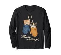 Funny Cat Mittens Vintage Christmas Retro Kitten Cat Lover Maglia a Manica