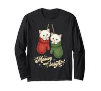 Funny Cat Mittens Vintage Christmas Retro Kitten Cat Lover Maglia a Manica