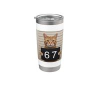 Funny Cat Mugshot Meme 67 Six Seven Bicchiere termico in acciaio inox doppia parete