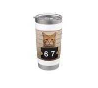 Funny Cat Mugshot Meme 67 Six Seven Bicchiere termico in acciaio inox doppia parete