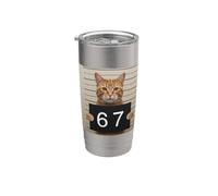 Funny Cat Mugshot Meme 67 Six Seven Bicchiere termico in acciaio inox doppia parete