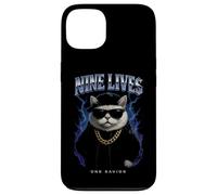 Funny Cat Nine Lives Overload Graphic Kitten Lover Custodia per iPhone 13