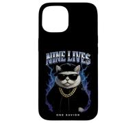 Funny Cat Nine Lives Overload Graphic Kitten Lover Custodia per iPhone 15