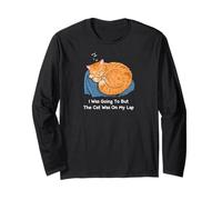 Funny Cat On Lap I Was Going To Excuse Maglia a Manica