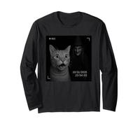 Funny Cat On Security Camera with Witch Halloween Maglia a Manica
