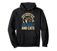 Funny Cat Parent Gift Easily Distracted By Archery And Cats Felpa con Cappuccio