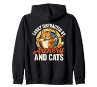 Funny Cat Parent Gift Easily Distracted by Archery And Cats Felpa con Cappuccio