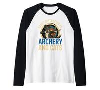 Funny Cat Parent Gift Easily Distracted By Archery And Cats Maglia con Maniche Raglan