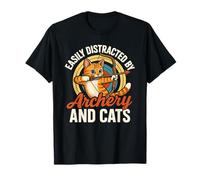 Funny Cat Parent Gift Easily Distracted by Archery And Cats Maglietta