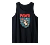 Funny Cat Paws Parody Design - Cute Kitten & Fish Cartoon Canotta