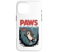 Funny Cat "PAWS" Parody Design - Cute Kitten & Fish Cartoon Custodia per iPhone 16 Pro Max