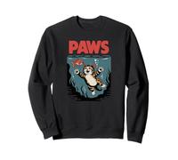 Funny Cat Paws Parody Design - Cute Kitten & Fish Cartoon Felpa