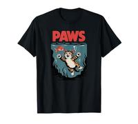 Funny Cat Paws Parody Design - Cute Kitten & Fish Cartoon Maglietta