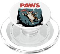 Funny Cat "PAWS" Parody Design - Cute Kitten & Fish Cartoon PopSockets PopGrip per MagSafe
