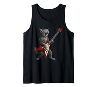 Funny Cat Playing Guitar Rock Men Women Kids Canotta