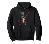 Funny Cat Playing Guitar Rock Men Women Kids Felpa con Cappuccio