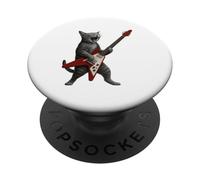 Funny Cat Playing Guitar Rock Men Women Kids PopSockets PopGrip Adesivo