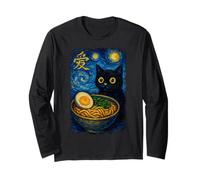 Funny Cat Ramen Graphic Japanese Kawaii Manga Anime Maglia a Manica