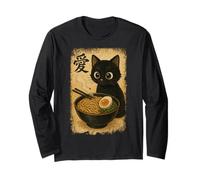 Funny Cat Ramen Graphic Japanese Kawaii Manga Anime Maglia a Manica