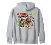 Funny Cat Rockstar Autism Puzzle Consapevolezza dell'autismo Felpa con Cappuccio