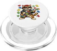 Funny Cat Rockstar Autism Puzzle Consapevolezza dell'autismo PopSockets PopGrip per MagSafe