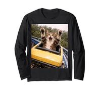 Funny Cat Roller Coaster Silly Meme Domestic Shorthair Maglia a Manica