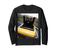 Funny Cat Roller Coaster Silly Meme Graphic Bombay Black Cat Maglia a Manica