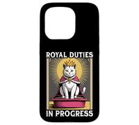 Funny Cat Royal Doveri In Progress Lettiera per gatti Custodia per iPhone 15 Pro