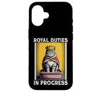 Funny Cat Royal Doveri In Progress Lettiera per gatti Custodia per iPhone 16