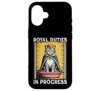Funny Cat Royal Doveri In Progress Lettiera per gatti Custodia per iPhone 16